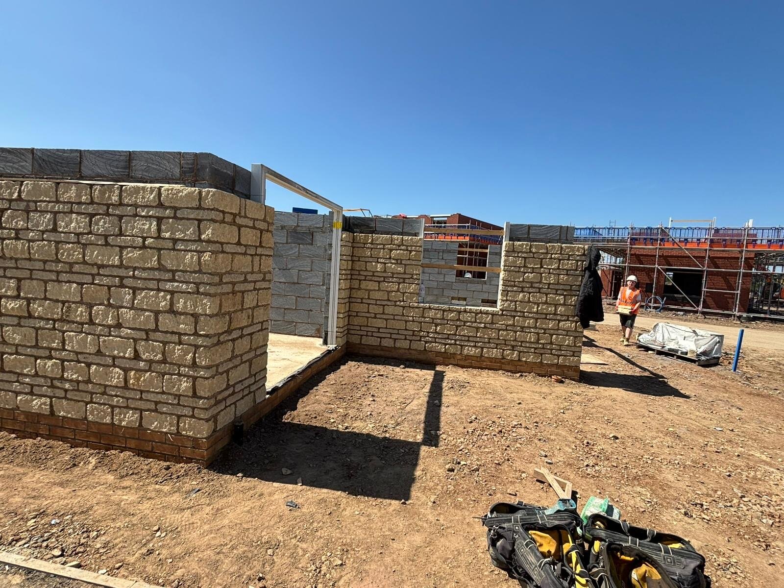 Blockwork and facing brickwork on a construction site by Derby Brickwork Ltd